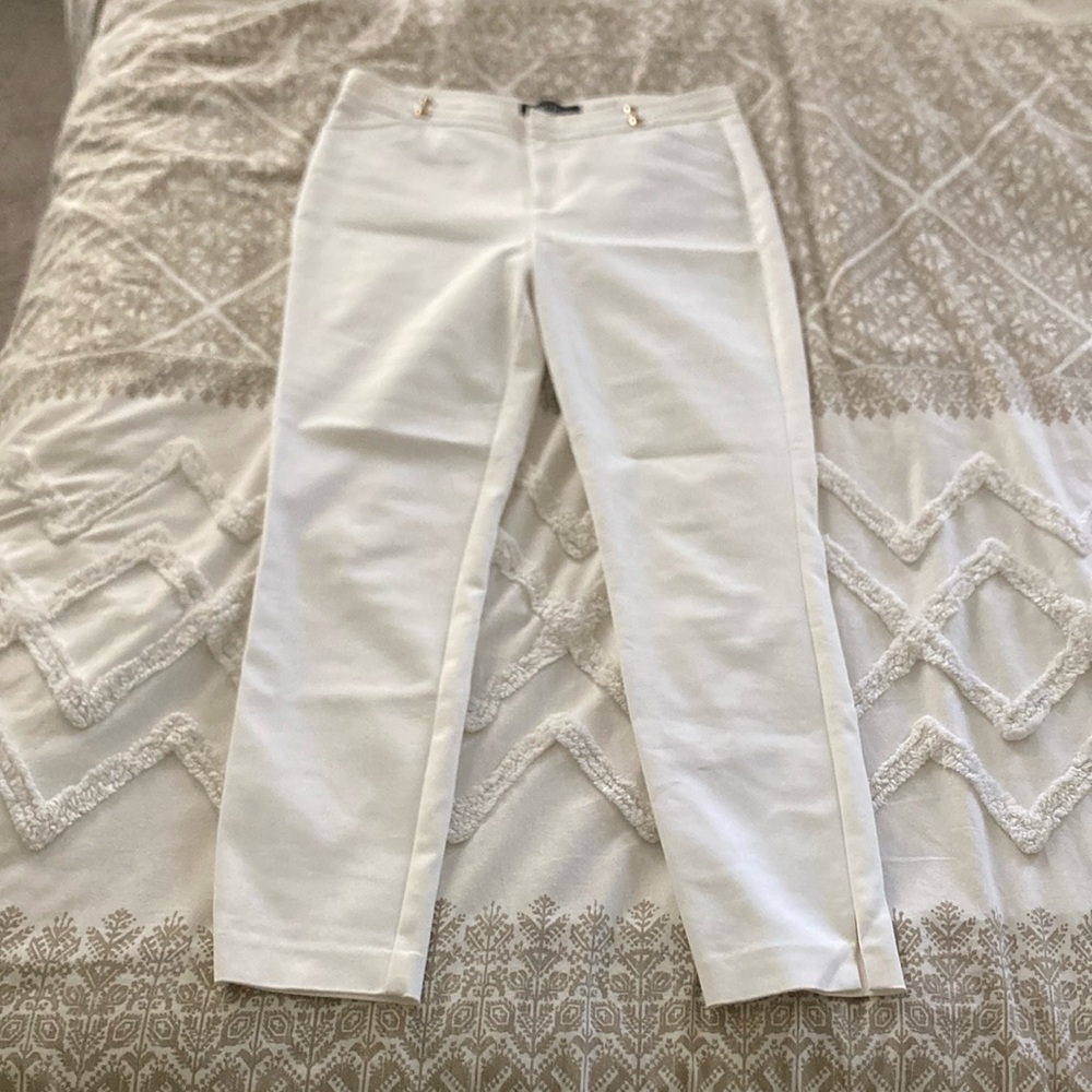 White pants with gold accents size 8